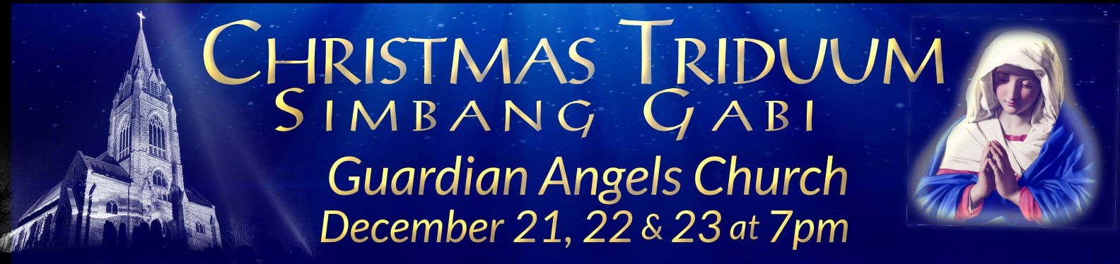 Advent Triduum Simbang Gabi showing Guardian Angels at night and an image of Mary