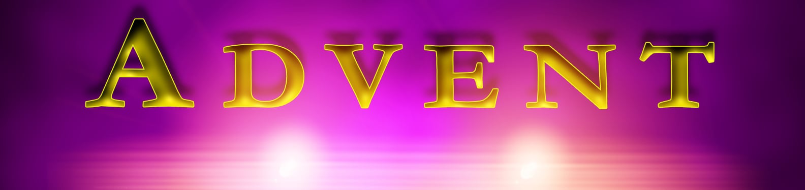 text Advent with 2 candle flames