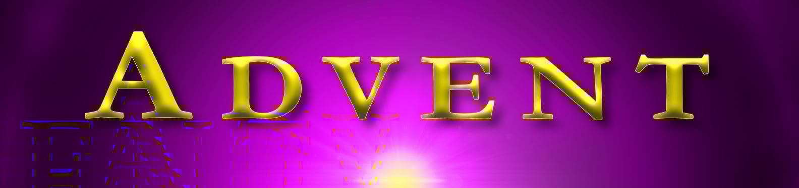 Advent text in gold on a purple background