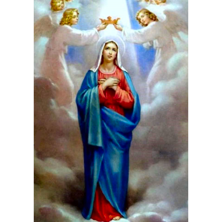 Assumption of the Blessed Virgin Mary showing Mary rising to heaven accompanied by angels