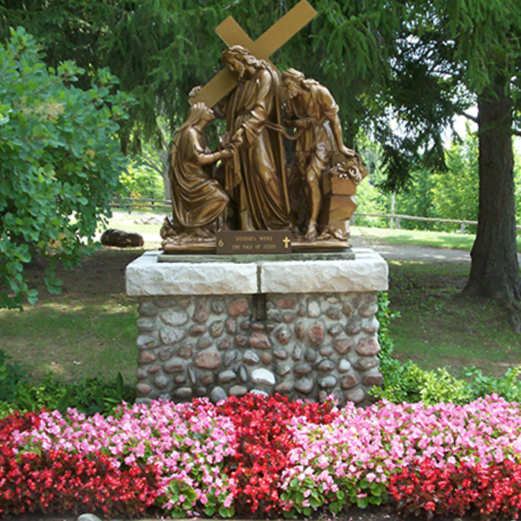 Martyrs Shrine Outdoor Stations of the Cross. Jesus carrying the Cross