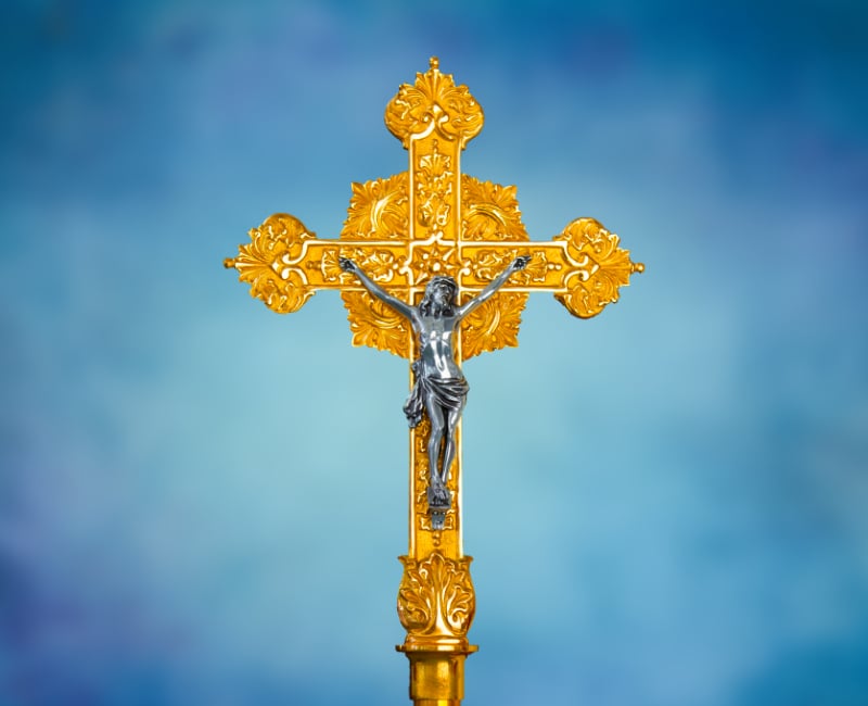 Crucifix on Blurred sky background