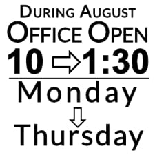 Guardian Angels Office hours for August: Monday to Thursday 10am to 130pm