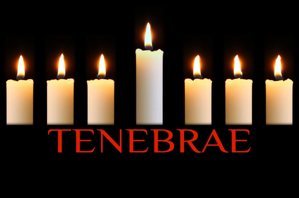 Tenebrae showing 6 candles and a taller Christ Candle