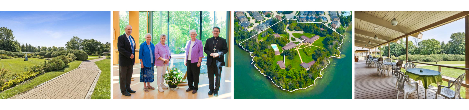 Sisters of Saint Joseph Invermara images aerial and Nuns posing in the chapel with Archbishop Leo